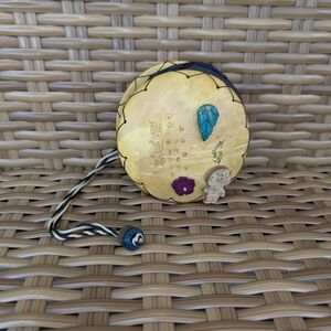 Handmade Coconut Shell Wristlet Pouch Floral Leaf Beads Asian Small